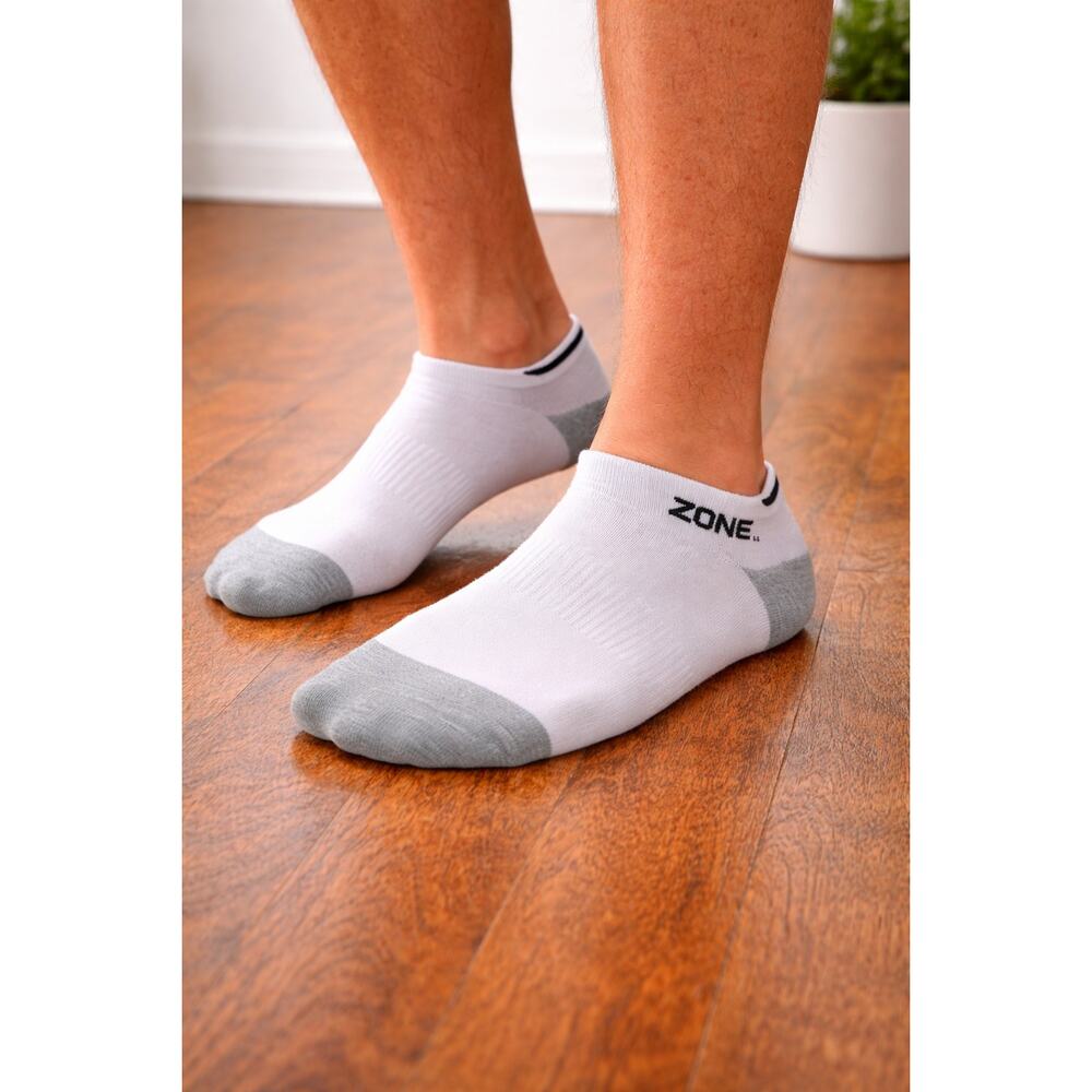 Zone In Men’s No Show Cushion Socks Black/White 6-Pack Size 6-12